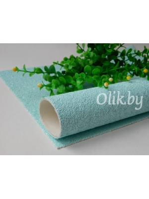 Кожзам "Пайетки" 20*30 см, светло-аквамариновый