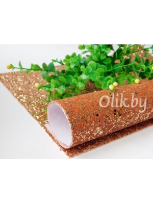 Кожзам "Пайетки" 20*30 см, светло-коричневый