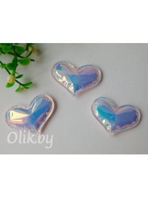Патч глянец "Сердечко" 3*3,9 см, голубой хамелеон