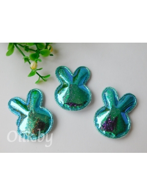 Патч глянец с блестками "Зайка" 4,3*3,2 см, бирюзовый хамелеон
