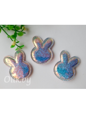 Патч глянец с блестками "Зайка" 4,3*3,2 см, бледно-розовый хамелеон