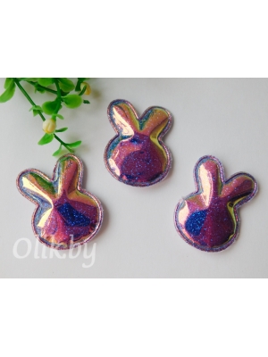 Патч глянец с блестками "Зайка" 4,3*3,2 см, розовый хамелеон