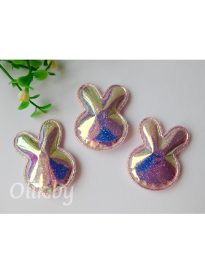 Патч глянец с блестками "Зайка" 4,3*3,2 см, св. розовый хамелеон, 2 шт