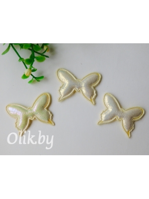 Патч кожзам 3D "Бабочка" 4*3 см, кремовый