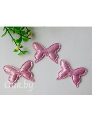 Патч кожзам 3D "Бабочка" 4*3 см, розовый