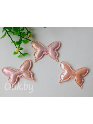 Патч кожзам 3D "Бабочка" 4*3 см, светло-розовый