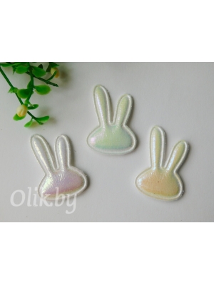 Патч кожзам 3D "Зайка" 2,8*4 см, белый хамелеон