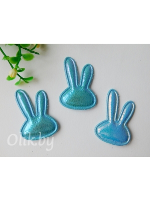 Патч кожзам 3D "Зайка" 2,8*4 см, голубой