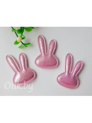 Патч кожзам 3D "Зайка" 2,8*4 см, розовый