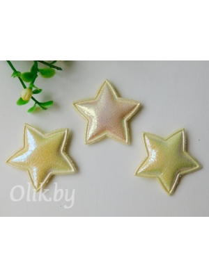 Патч кожзам 3D "Звездочка" 3,8 см, кремовый
