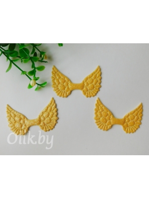 Патч с блестками 4,5*3 см "Крылья", желтый
