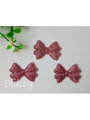 Патч с глиттером "Бантик" 3,3*2,3 см, розовый