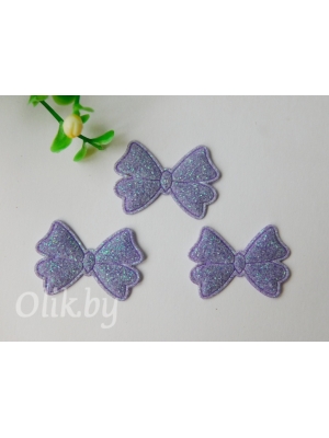 Патч с глиттером "Бантик" 3,3*2,3 см, сиреневый