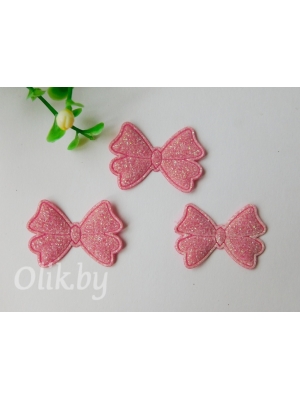 Патч с глиттером "Бантик" 3,3*2,3 см, фукси