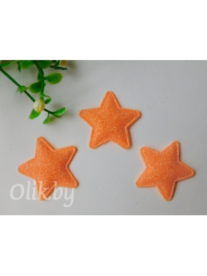 Патч с глиттером "Звездочка" 3,3 см, оранжевый