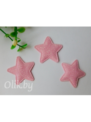 Патч с глиттером "Звездочка" 3,3 см, светло-розовый