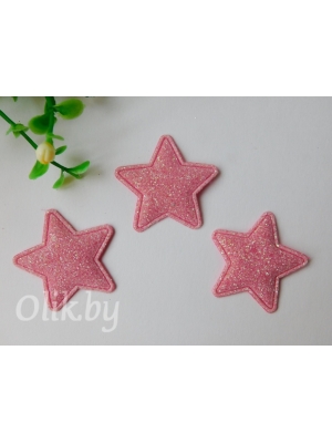 Патч с глиттером "Звездочка" 3,3 см, фукси