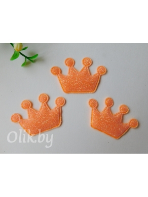 Патч с глиттером "Корона" 4*2,2 см, оранжевый