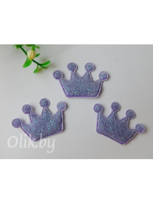 Патч с глиттером "Корона" 4*2,2 см, сиреневый