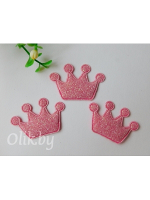 Патч с глиттером "Корона" 4*2,2 см, фукси