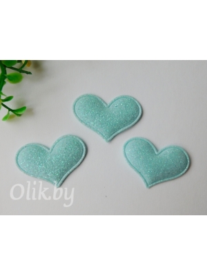 Патч с глиттером "Сердечко" 3,2*2,2 см, аквамарин