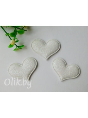 Патч с глиттером "Сердечко" 3,2*2,2 см, белый