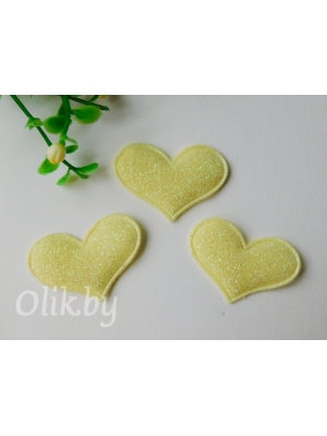 Патч с глиттером "Сердечко" 3,2*2,2 см, желтый