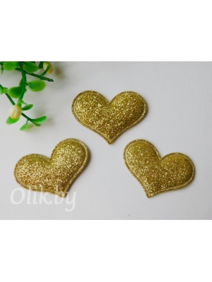 Патч с глиттером "Сердечко" 3,2*2,2 см, золотой