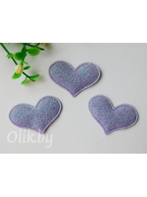 Патч с глиттером "Сердечко" 3,2*2,2 см, сиреневый