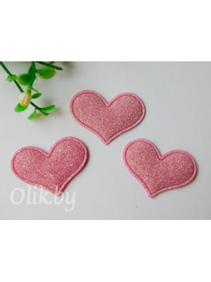 Патч с глиттером "Сердечко" 3,2*2,2 см, фукси