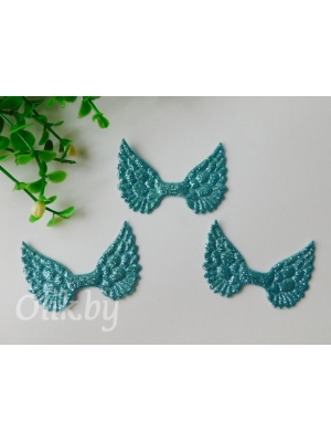 Патч с блестками 4,5*3 см "Крылья", голубой, 1шт