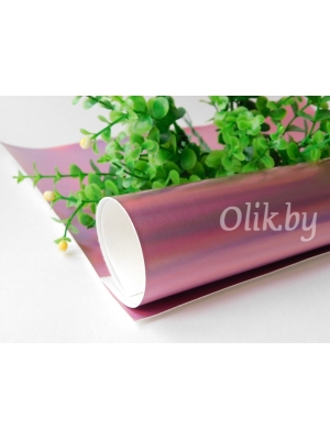 Кожзам голографик 22*30 см, розовый