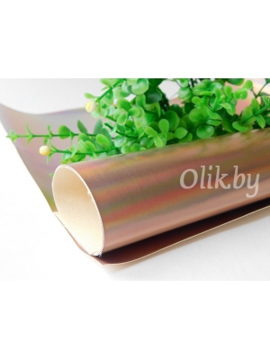 Кожзам голографик 22*30 см, розовый персик