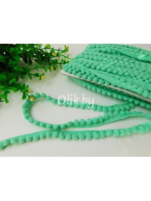 Тесьма с маленькими помпонами, 10мм, аквамариновый, 1м