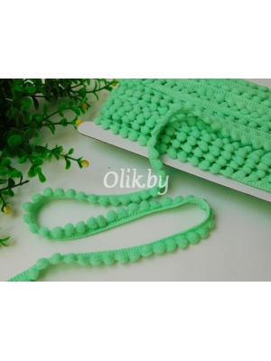 Тесьма с маленькими помпонами, 10мм, светло-аквамариновый, 1м