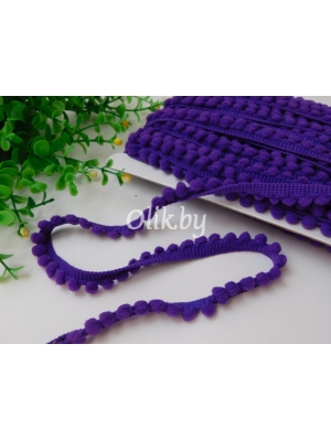 Тесьма с маленькими помпонами, 10мм, фиолетовый, 1м