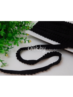 Тесьма с маленькими помпонами, 10мм, черный, 1м