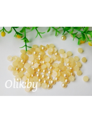 Полубусина круглая, 6 мм, 10 г (примерно 170шт), бежевый