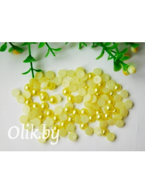 Полубусина круглая, 6 мм, 10 г (примерно 170шт), лимонный