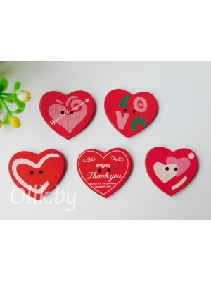 Фигурки из фанеры 27*30 мм "Сердце ассорти" 5шт, микс