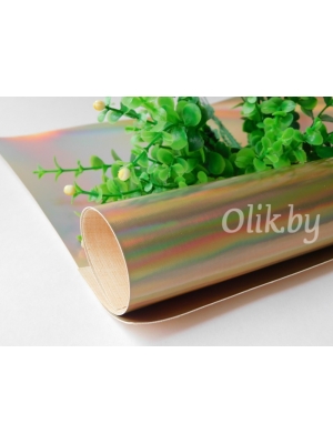 Кожзам голографик 22*30 см, светлое золото