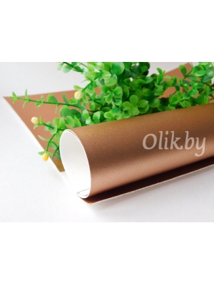 Кожзам перламутровый 22*30 см, розовое золото