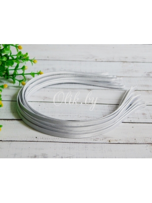 Ободок атласный 0,5 см, металл, белый