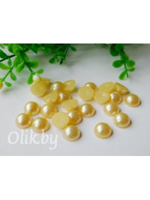 Полубусина круглая, 10 мм, 10 г (примерно 37шт), бежевый