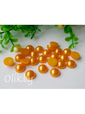 Полубусина круглая, 10 мм, 10 г (примерно 37шт), оранжевый