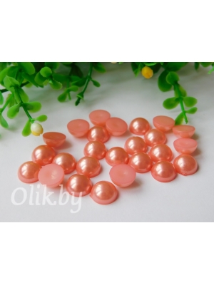 Полубусина круглая, 10 мм, 10 г (примерно 37шт), розовый персик