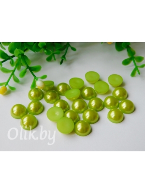 Полубусина круглая, 10 мм, 10 г (примерно 37шт), салатовый