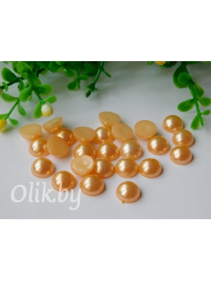 Полубусина круглая, 10 мм, 10 г (примерно 37шт), светло-персиковый