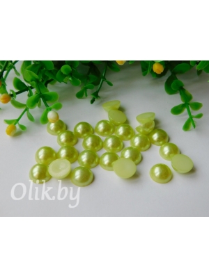 Полубусина круглая, 10 мм, 10 г (примерно 37шт), светло-салатовый