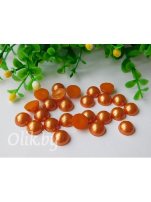 Полубусина круглая, 10 мм, 10 г (примерно 37шт), темно-оранжевый